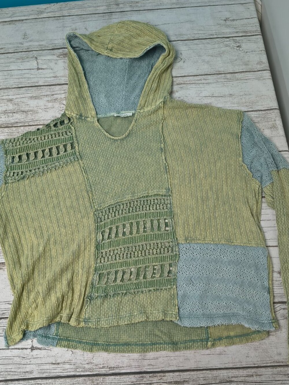 Oli and Hali Boho Olive Green Patchwork Festival Hoodie Size Large